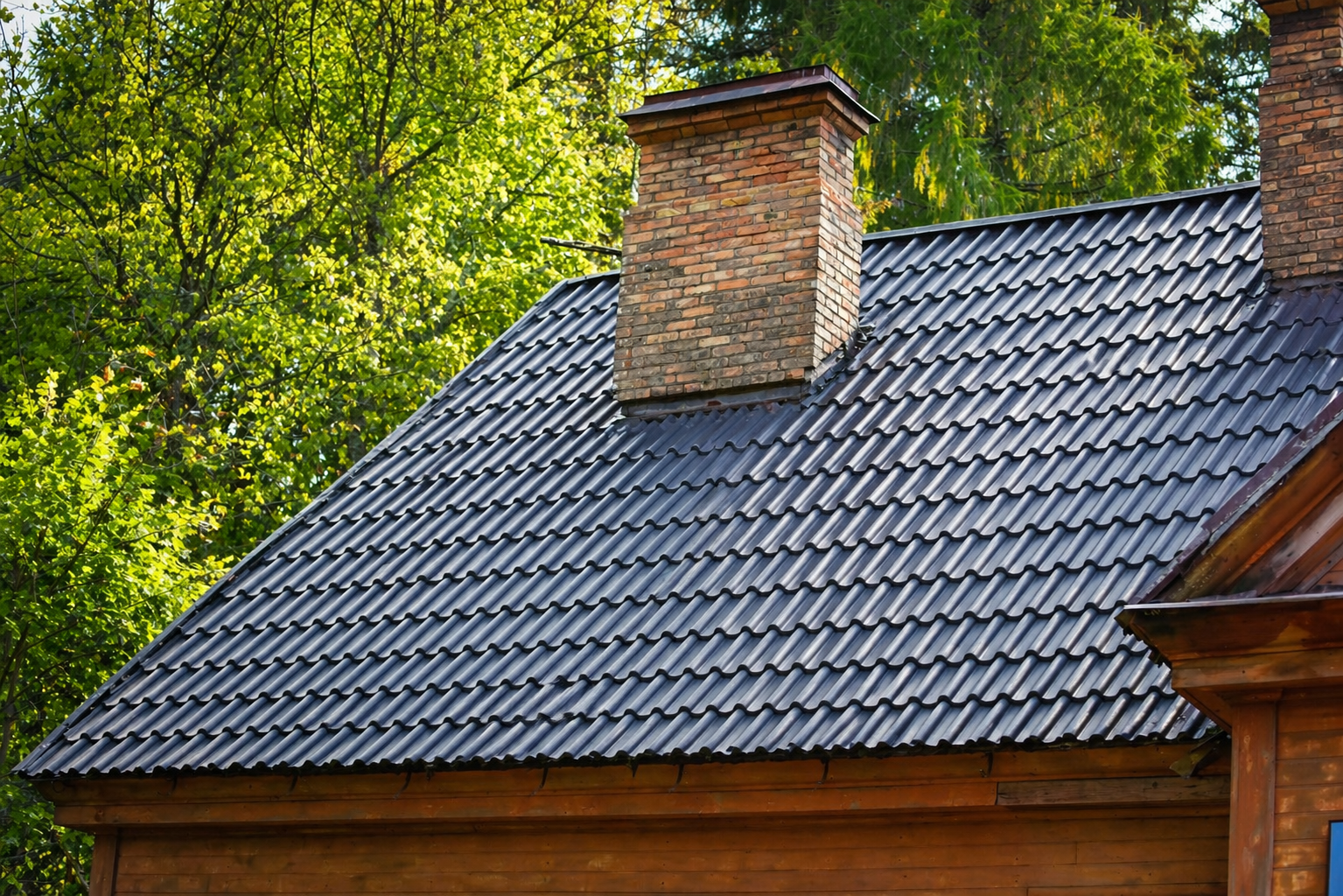 After services Clean roof and chimney after moss removal and soft washing service in Derby